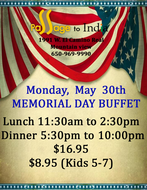 Memorial Day Buffet Restaurant Passage To India